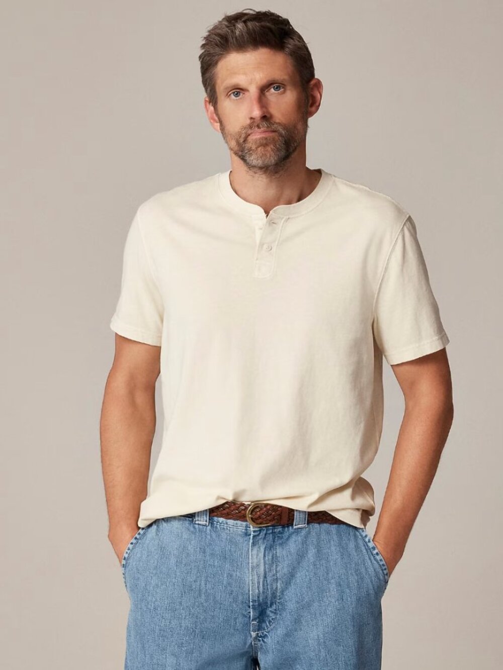 NWT Men's short-sleeve vintage-wash cotton henley